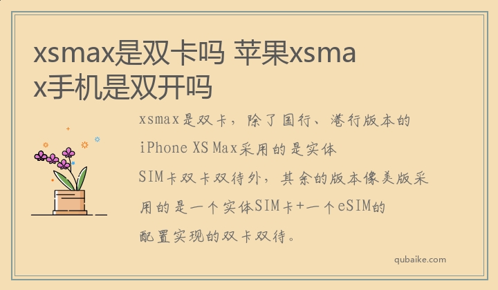 xsmax是双卡吗 苹果xsmax手机是双开吗
