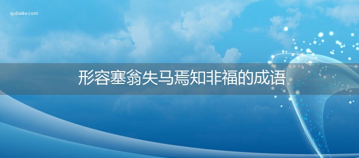 形容塞翁失马焉知非福的成语