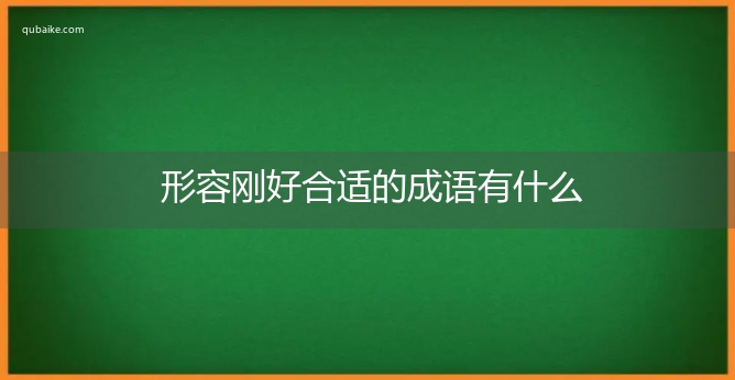 形容刚好合适的成语有什么