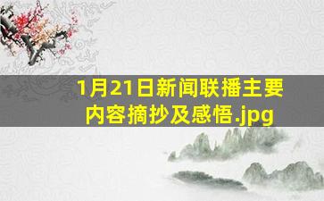 1月21日新闻联播主要内容摘抄及感悟