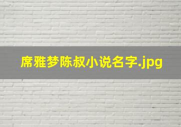 席雅梦陈叔小说名字